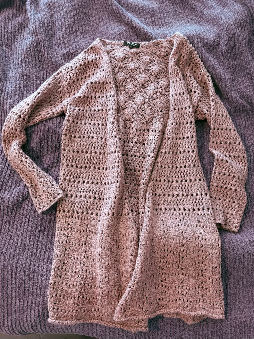 Open-Knit Longline Cardigan in Rose